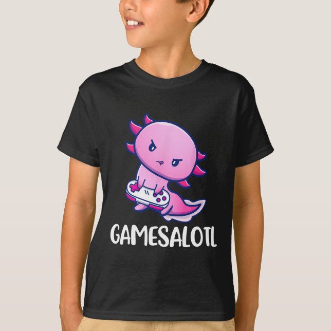 Axolotl Cute Spela videospel T Shirt (Framsida)
