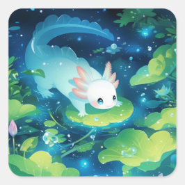 Axolotl Damm Tillflykt Fyrkantigt Klistermärke