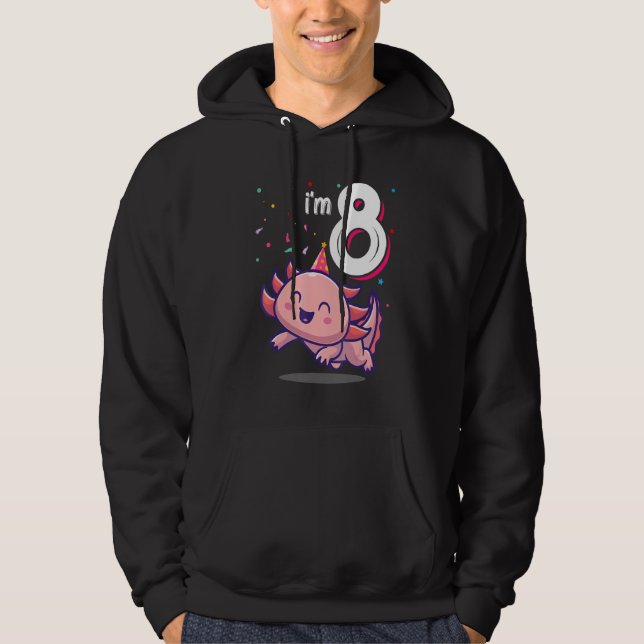 Axolotl djur 8: e födelsedagstjejen B Dag 8 år Ol Hoodie (Framsida)
