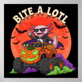 Axolotl Dracula Halloween Pumpkin Monster Lastbil Poster