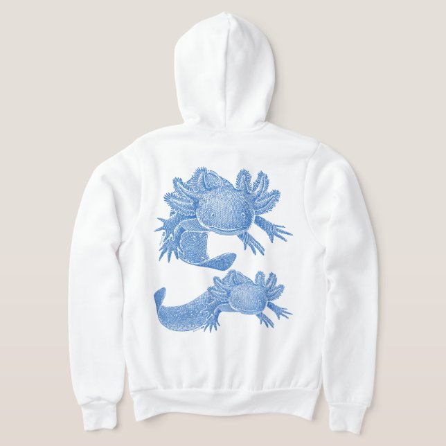 Axolotl Dragkedja Huva - BLÅ T Shirt (Laydown Baksida)