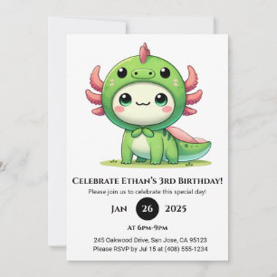 Axolotl Dragon Kostym födelsedag Inbjudningar