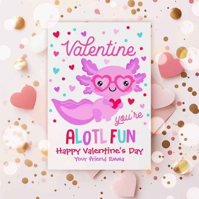 Axolotl Du är Alotl Roligt Valentine Classroom Car Inbjudningar (Skapare uppladdad)