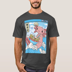 Axolotl Eating Ramen Japan Vågar Anime Kawaii Vapo T Shirt