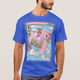 Axolotl Eating Ramen Japan Waves Anime Kawaii Vapo T Shirt