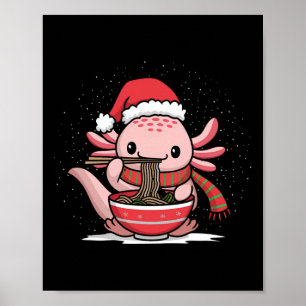 Axolotl Eating Ramen jul Pajama Animal Japan Poster