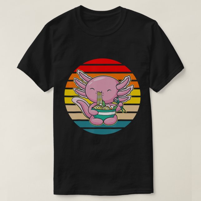 Axolotl Eating Ramen Kawaii Anime Japansk Food Ki T Shirt (Design framsida)