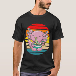 Axolotl Eating Ramen Kawaii Anime Japansk Food Ki T Shirt