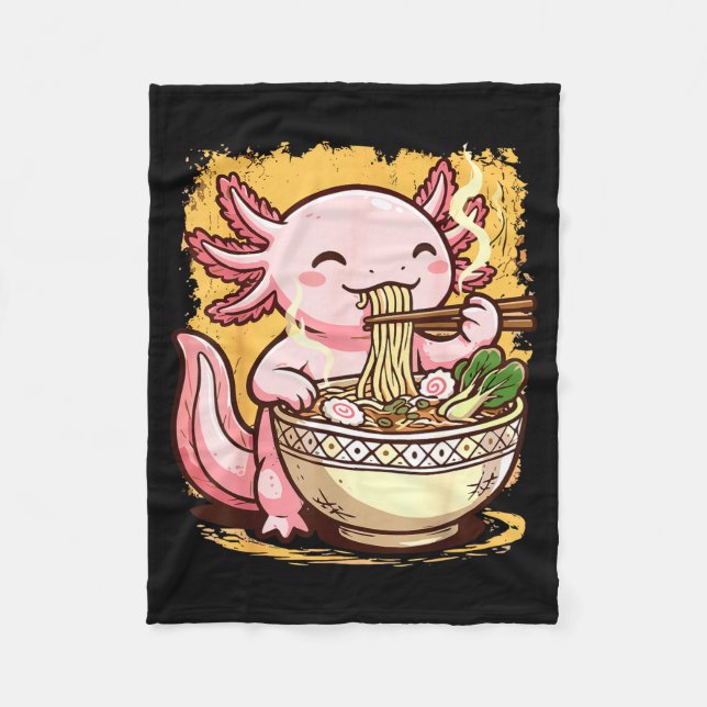 Axolotl Eating Ramen Noodles  Fleecefilt (Framsidan)