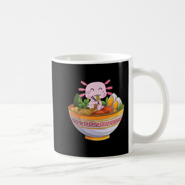 Axolotl Eating Ramen Noodles Kawaii Anime Gift Gir Kaffemugg (Höger)