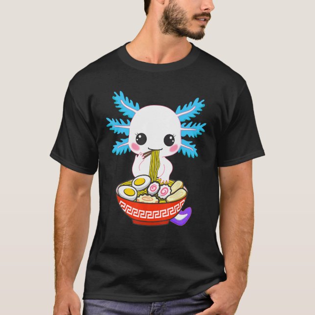 Axolotl Eating Ramen Noodles Kids Girls Tonåringar T Shirt (Framsida)