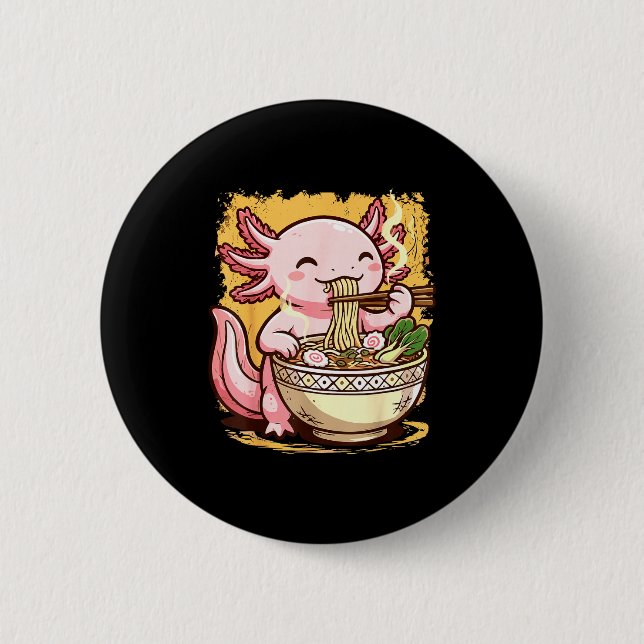 Axolotl Eating Ramen Noodles  Knapp (Framsida)