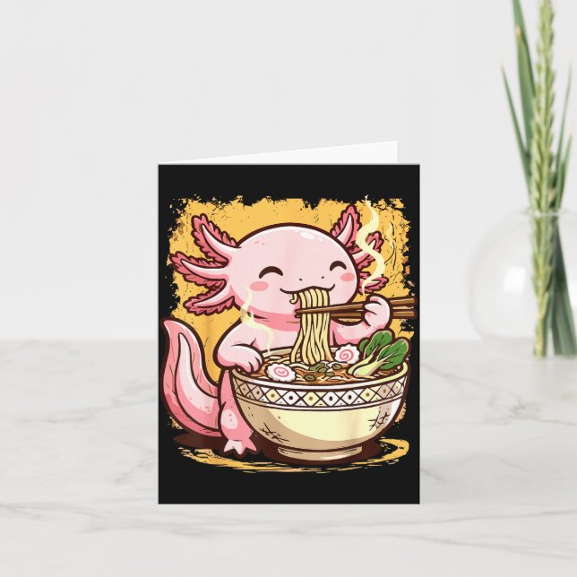 Axolotl Eating Ramen Noodles  Kort (Framsida)