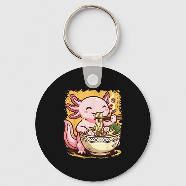 Axolotl Eating Ramen Noodles  Nyckelring (Framsida)