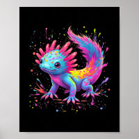 Axolotl Fackfärgad konst Cute Kawaii Axolotl