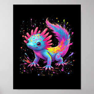 Axolotl Fackfärgad konst Cute Kawaii Axolotl Poster