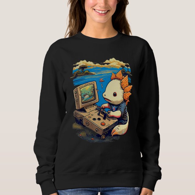 Axolotl Fish Playing Video Game Lizard Gamer T Shirt (Framsida)