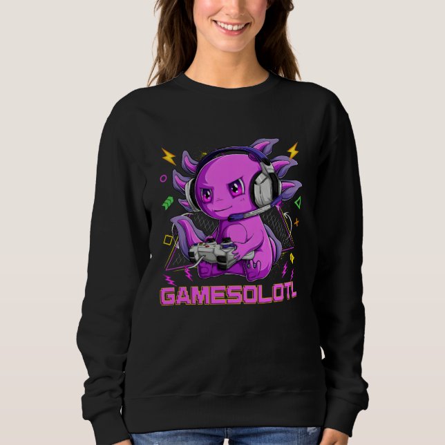 Axolotl Fish Playing Video Game White Axolotl Liza T Shirt (Framsida)