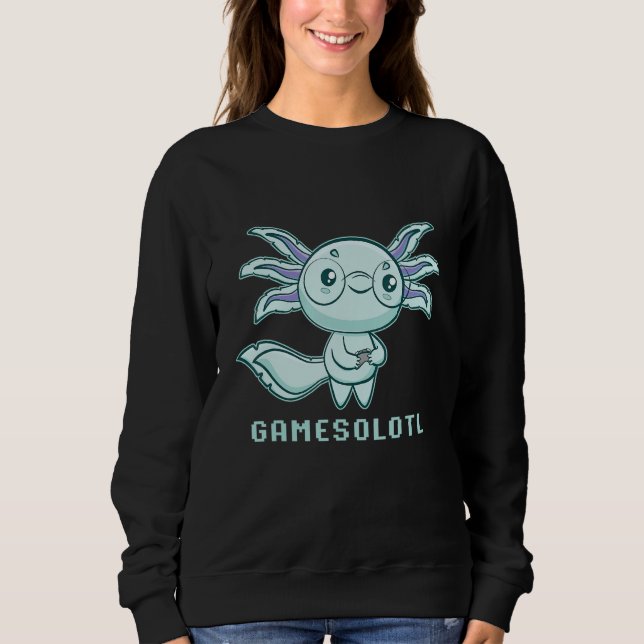 Axolotl Fish Playing Video Games Lizard Gamesolotl T Shirt (Framsida)