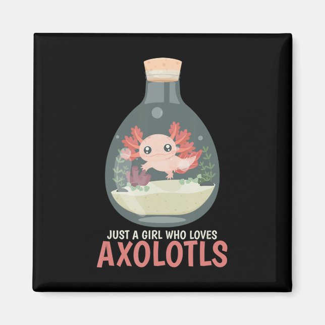 Axolotl Fisk Tank Axolotl Frågar Kid för ute Anime Magnet (Framsidan)