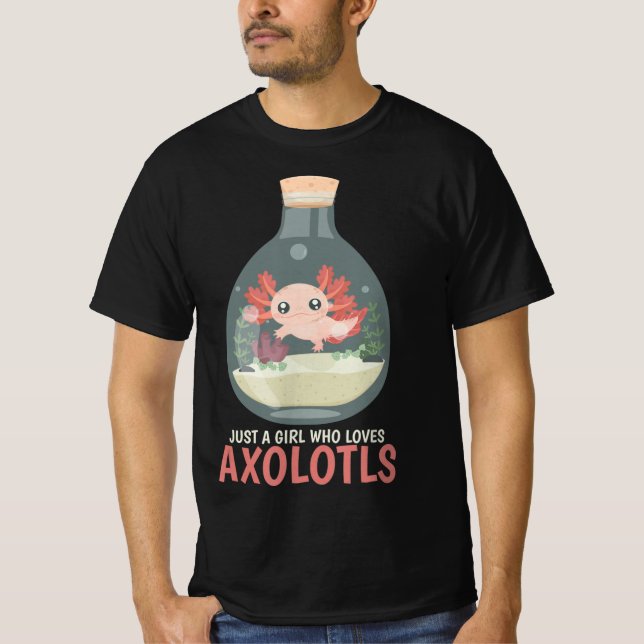 Axolotl Fisk Tank Axolotl Frågar Kid för ute Anime T Shirt (Framsida)