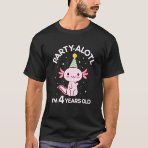 Axolotl födelsedag 4 år gammal 4:e dagen Party Sat T Shirt