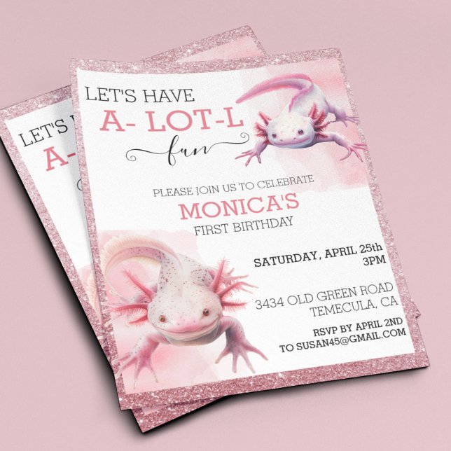 Axolotl Födelsedag Rosa Glitter look  (Skapare uppladdad)