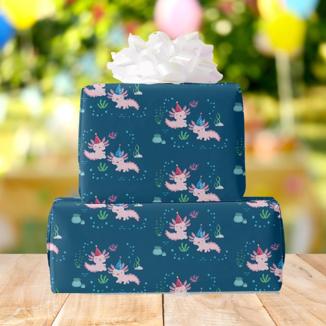 Axolotl födelsedagsönskningar presentpapper (Skapare uppladdad)