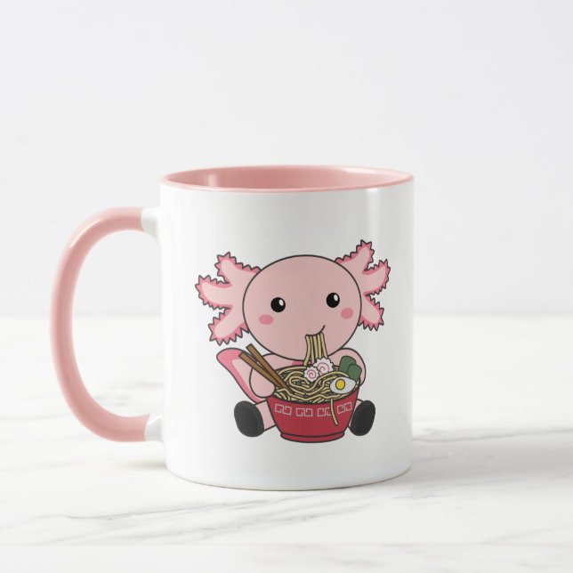 Axolotl Food Ramen Japansk Food Kawaii Animals Po Mugg (Vänster)