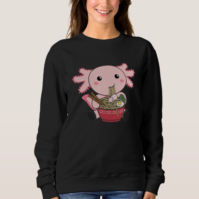 Axolotl Food Ramen Japansk Food Kawaii Animals T Shirt (Framsida)