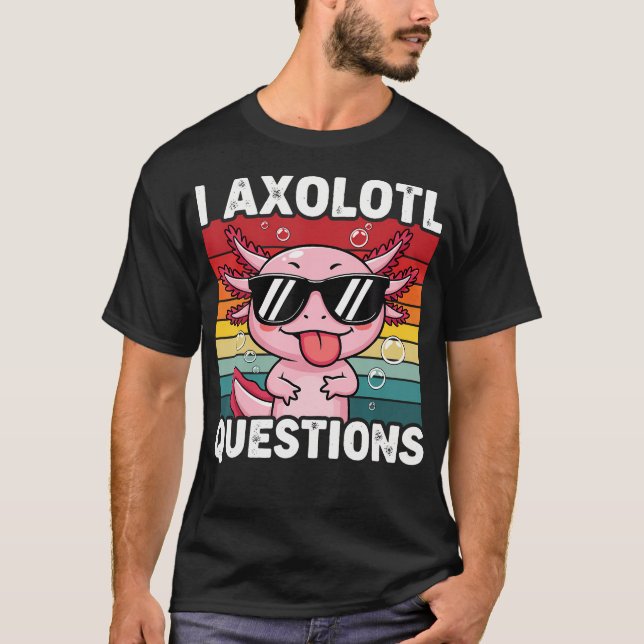 Axolotl Frågor Söt Kawaii T Shirt (Framsida)