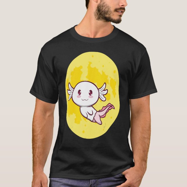 Axolotl Full Moon Lazy Halloween Costume Cute Liza T Shirt (Framsida)