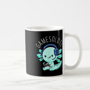 Axolotl Gamer Anime presenterar Kawaii Boys Girls Kaffemugg