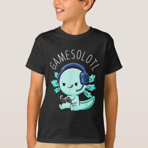 Axolotl Gamer Anime presenterar Kawaii Boys Girls T Shirt