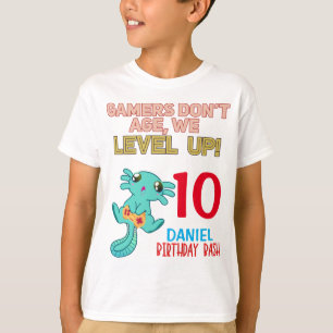 Axolotl Gamer Birthday Boy Video Game Party T Shirt