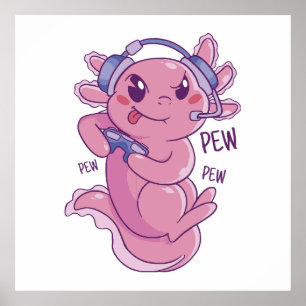 Axolotl Gamer Challenge Blast Poster