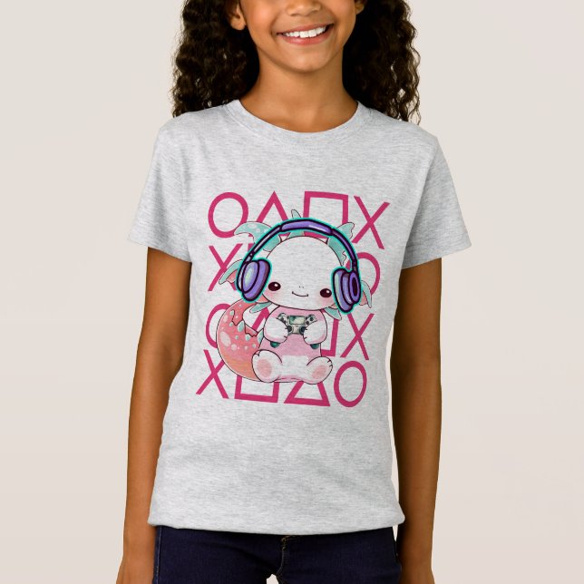 Axolotl Gamer - Gamer Girl T Shirt (Framsida)