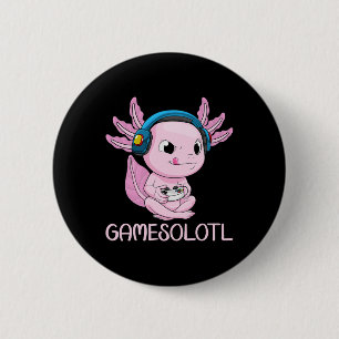 Axolotl Gamer Gamesolotl Kawaii Gaming För Pojkar  Knapp