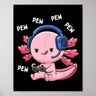 Axolotl Gaming Barn Pojkar Flickor Anime Dataspel Poster