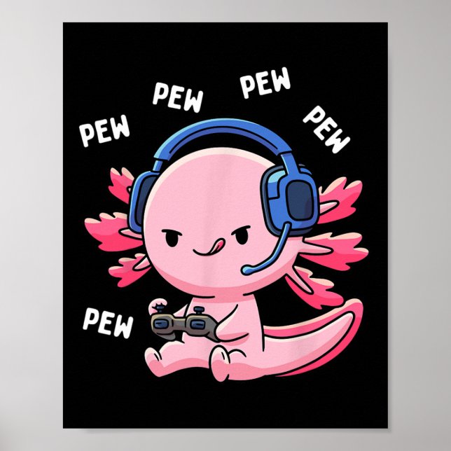 Axolotl Gaming Barn Pojkar Flickor Anime Dataspel  Poster (Framsidan)