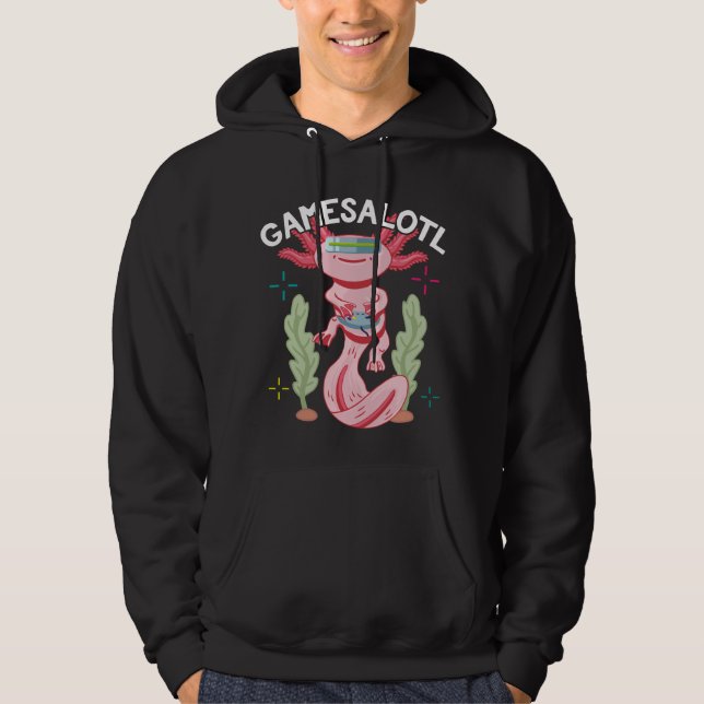 Axolotl Gaming Gamesalotl Kawaii Hoodie (Framsida)