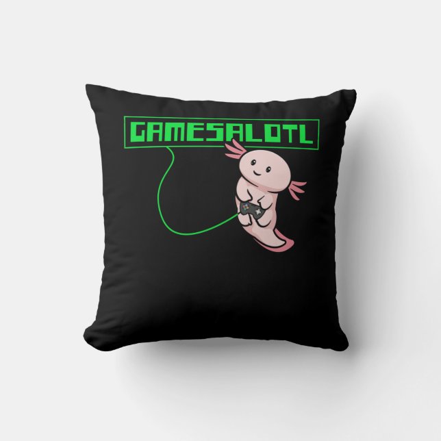 Axolotl Gaming Gamesalotl Kawaii Kudde (Framsida)