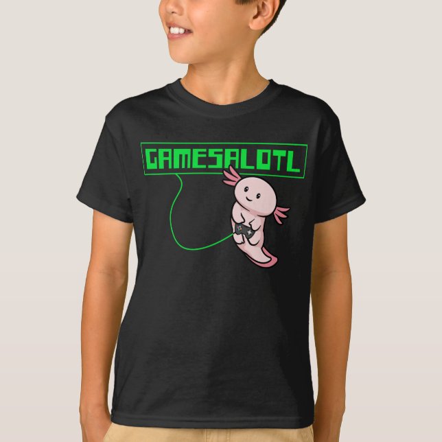 Axolotl Gaming Gamesalotl Kawaii T Shirt (Framsida)