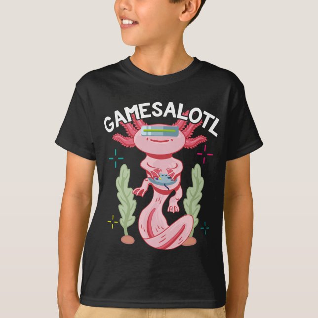 Axolotl Gaming Gamesalotl Kawaii T Shirt (Framsida)