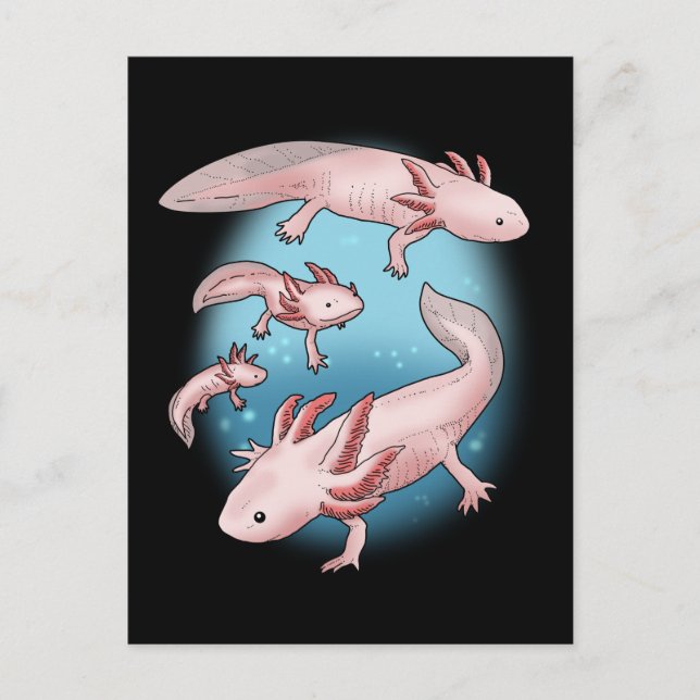 Axolotl Gift Kids Kawaii Axolotl Gifts Manar Axolo Vykort (Framsida)