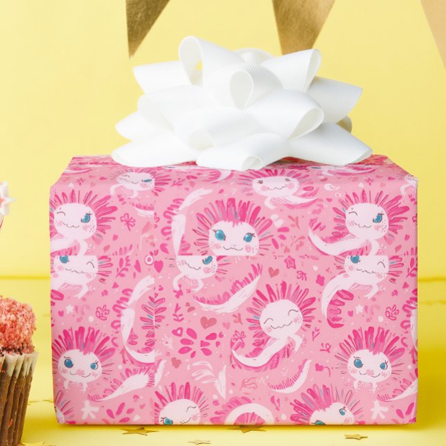 Axolotl gift wrap presentpapper (Skapare uppladdad)