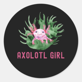 Axolotl Girl, Cute Funny Axolotl Älskare Runt Klistermärke