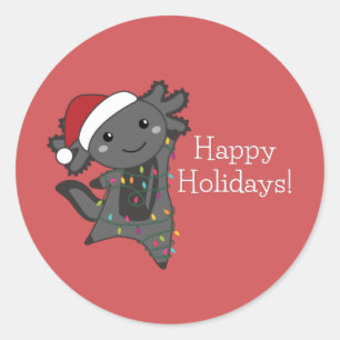 Axolotl God jul Winter Animals Axolotls Cl Runt Klistermärke