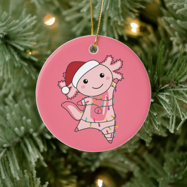 Axolotl God jul Winter Animals Axolotls och Julgransprydnad Keramik (Träd)