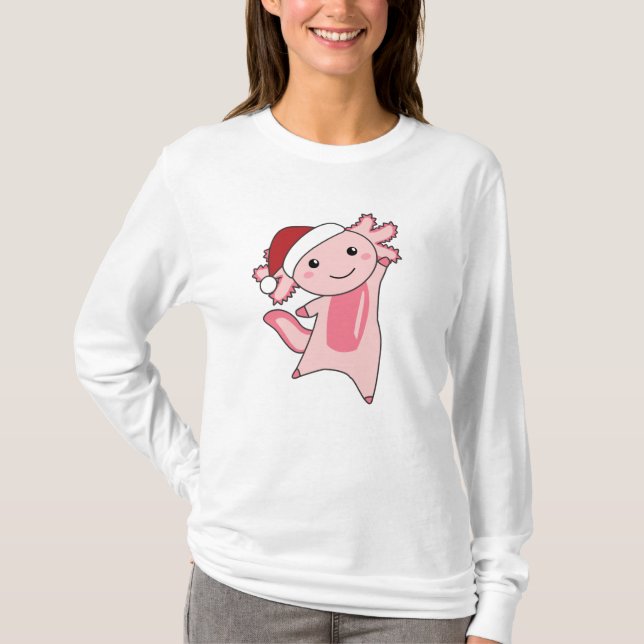 Axolotl God jul Winter Animals Axolotls T Shirt (Framsida)